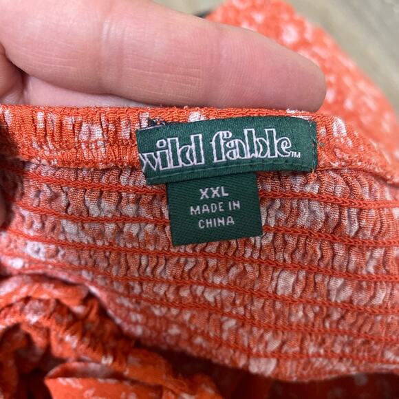 Wild Fable White and Orange Floral Print Women’s Off Shoulder Crop Top XXL - Picture 3 of 4